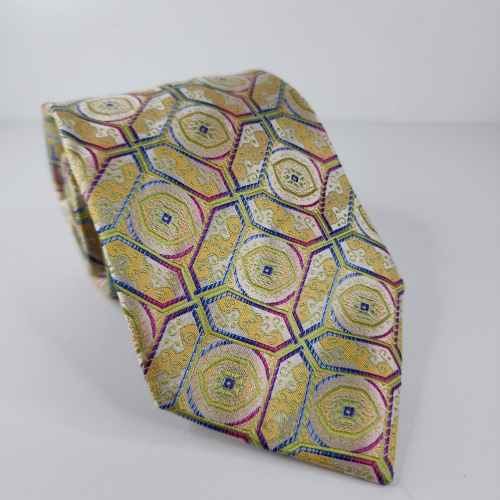 STEVEN LAND HI- DENSITY Multi Colored Silk Tie.